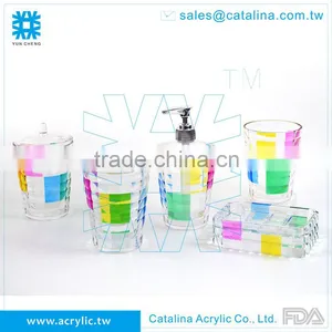 Taiwan Manufacturer High Quality Tumbler Lotion Dispenser Cotton Jar Soap Dish Acrylic Bathroom Supplies thumbnail-1