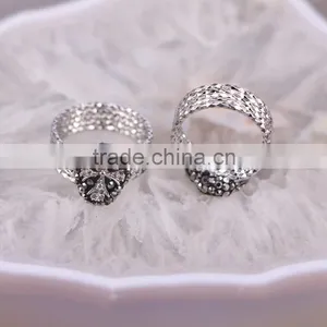 NEW Design Corss Natural Stone Ring, Antique Silver / Gold Plated Metal Ring, Pave Setting Crystal Jewelry Druzy Stone Ring thumbnail-1