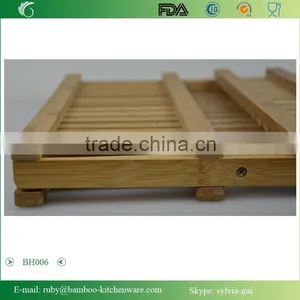 BH006/ Bamboo Compact Folding Dish Rack Holder for Palte and Mug thumbnail-3