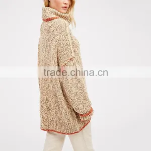 Winter Autumn Pullover Coat Woman High Neck Fashion Heavy Woolen Knit Sweater thumbnail-3