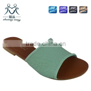 Malaysia Simple Style Hot Sale Summer Autumn PU Indoor Flat Slipper for Women thumbnail-1