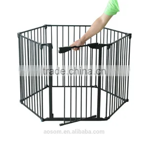 Pawhut Black Portable Dog Puppy Cage 6 Panel Pet Playpen thumbnail-4