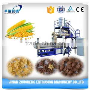 Double Screw Extruded Breakfast Cereal Corn Flakes Snack Food Making Machine Production Line thumbnail-1