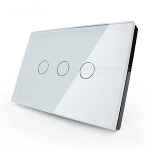 US Three Gang One Way ,110V/250V50HZ/60HZ Crystal Glass Panel Touch Light Switch thumbnail-4
