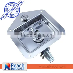 Flush Mount Polished Stainless Steel Key-Locking Recessed Truck Toolbox Latch thumbnail-1