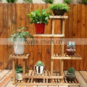 OEM Custom Wooden Commercial Plant Flower Pot Rack for Home and Garden thumbnail-1