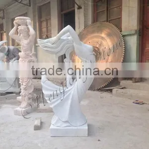 White Marble Abstract Art Deco Lady Sculpture thumbnail-3