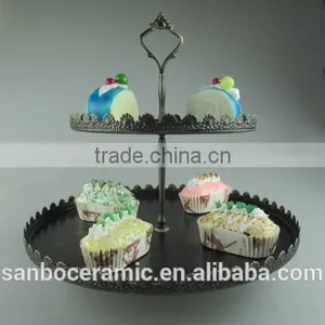 Factory Direct Price Two Tier Crystal Cake Stand Round Shape Metal Cake Stand thumbnail-4