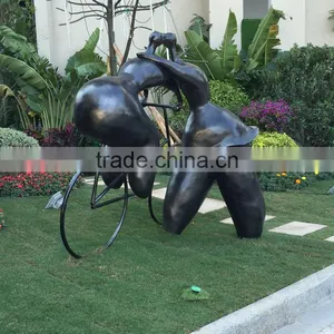 Fiberglass Lover Sculpture With Bike thumbnail-2