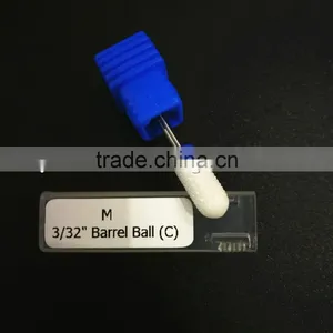 Polishing Drill Barrel Ball Total Length 40MM Medium Type Head Blade Diameter 13MM White Ceramic Burr for Nail thumbnail-2
