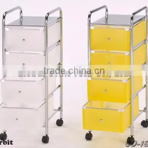 Colorful Storage Drawer Cart With Wheels, 3 Tier Storage Plastic Box Trolley thumbnail-3