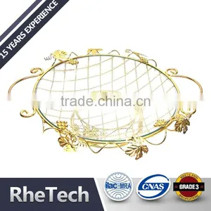 Wire Round Fruit Bowl Storage Basket Holder Rack With Glass Bowl thumbnail-1