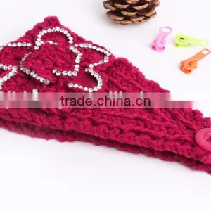 STOCK Wholesale Crystal Crochet Head Wraps Crochet Flower Knit Headwrap thumbnail-3