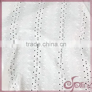 Elegant White Cut Work Cotton Lace Fabric,cotton Embroidery Fabric for Dress thumbnail-1