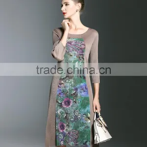 Hot Design Wholesale Women Pleated Tie Dye Maxi Dress thumbnail-4