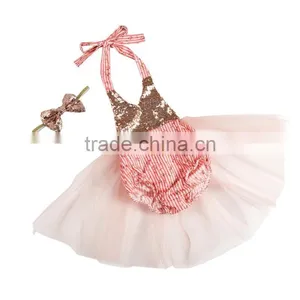 Newest Birthday Kids Tutu Skirts Sequin Romper Tutu Set 2 Piece Skirt Sets thumbnail-2