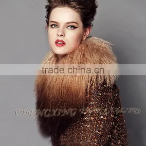 CX-A-62B Tip Dyed Women Detachable Real Mongolian Lamb Fur Collar thumbnail-4