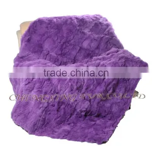 CX-D-11G Home Decor Fashion Pink Real Rabbit Fur Throw Blanket thumbnail-3