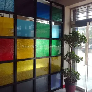 4mm 5mm Green, Blue, Red,yellow Color Decorative Art Glass,Emboossed Glass thumbnail-2