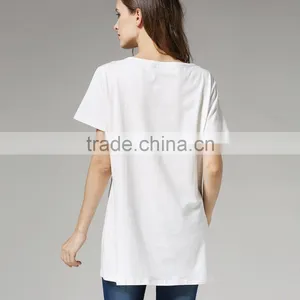 Thin Maternity Tops End Breastfeeding Clothing Scoop Neck Pregnant Mother T-shirts thumbnail-3