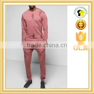 Custom Sports Tracksuits for Men Hot Sale Pullover Distressed Tracksuit thumbnail-1