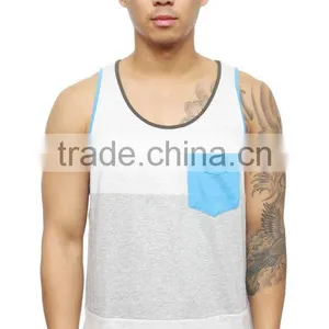 Custom Cheap Cotton Men's Tank Top With Pocket,stripe Tank Top thumbnail-2