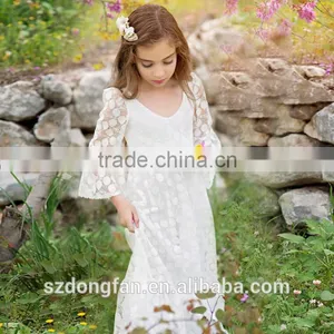 2017 Baby Girl Party Dress Children Frocks Designs Flower Girls White Long Maxi Wedding Dress thumbnail-4