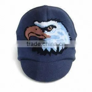 Beanie Knitted Hat, Made of 100% Acrylic Yarn With Eagle Pattern thumbnail-1