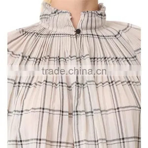 2017 OEM Spring Femme Airy Sand Windowpane Checks Tunic Blouse thumbnail-5