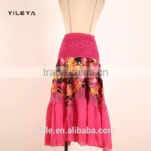 Fishtail Style Big Hem Designed Casual Women Floral Cheap Long Skirts for Sale thumbnail-3