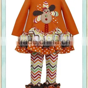 Baby Girls Turkey Thanksgiving Fall Outfit Leggings Female Turkey Applique Long Sleeve Ruffle Dress & Pants Kids Clothes thumbnail-1
