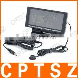 EC60 Car Four Wet Temperature Record LCD Car Cigarette Lighter Powered Digital Clock + Voltage + Thermometer + Hygrometer thumbnail-5