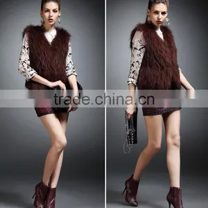 YR725 New Arrival Raccoon Fur Vest Women/Winter Knit Fur Vest Spring Style thumbnail-2