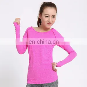 Women 's T-shirts Running Gym Wear High Elastic Tights Women's Sport Shirts Long Sleeve Shirts Fitness Women Clothes Tops thumbnail-1