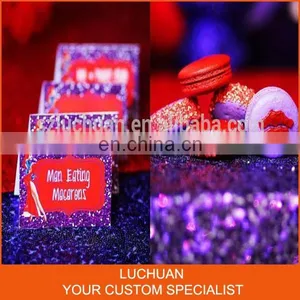 Latest Product Purple Shiny Sequin Cheap Wedding Table Overlay thumbnail-2