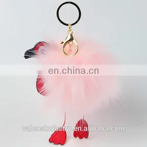 Cute Fluffy Faux Fur 24 Hour Pom Pom Bird Shape Keychain for Girls' Gift Hand Bag Accessories Car Pendant thumbnail-3
