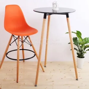 Cheap Living Room Furniture Wooden Legs Use PP Seat Bar Chair thumbnail-1