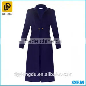 Navy Blue Women Long Sleeve Fleece Coat From Women Coat Factory thumbnail-3
