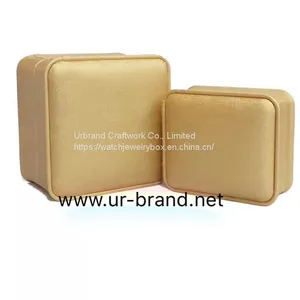 Hot Sales Square Yellow Leather Pendant Box Jewelry Rings Boxes for Jewelry Gift Packaging thumbnail-1