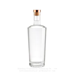 750 ML 620g Customized Round Shape Super Flint Glass Bottle for Vodka Gold Supplier SinoBottles Packaging thumbnail-1