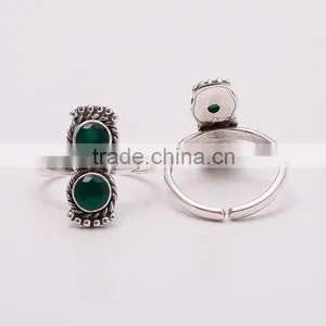 EMERALD TOE RING ,925 Sterling Silver Jewelry Wholesale,WHOLESALE SILVER JEWELRY,SILVER EXPORTER,SILVER JEWELRY FROM INDIA thumbnail-1