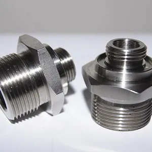 High Precision CNC Turning Stainless Steel Parts Custom Reducing Double External Thread Hydraulic Pipe Fitting With OEM ODM Service thumbnail-1