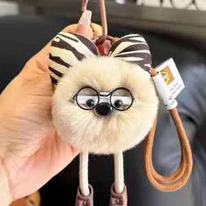 Glasses-shaped Coal Ball Plush Keychain thumbnail-1