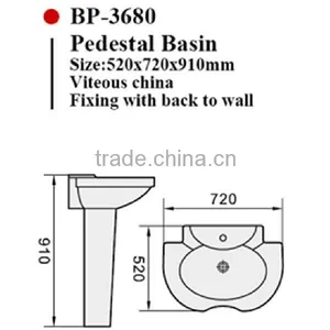 BP-3680 Modern Bathroom Design, Modern Quality Basin Pedestal, Bathroom Ceramic Hand Wash Sink Bash Bowl thumbnail-3