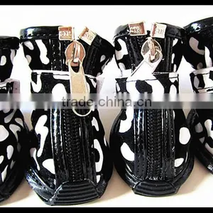 China Manufacturer Wholesale Fashion Leopard PU Waterproof Dog Boots Pet Shoes thumbnail-4
