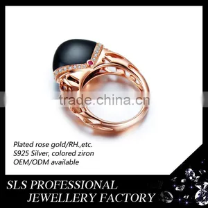 2015 Fashion Perfect Design 925 Stering Silver Rose Gold Plated Black Zirconia Micro Pave Luxury Jewelry Set for Women thumbnail-4