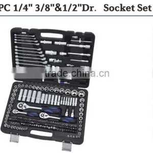 218pcs 1/4" 3/8"&1/2" Dr Socket Set Hand Tool Set Hardware Tool Set thumbnail-1
