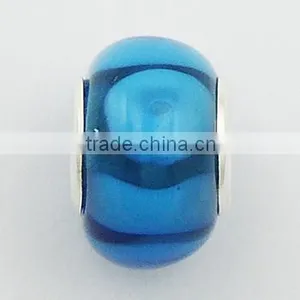 Blue Donuts In Blue Murano Glass Bead Sterling Silver Core thumbnail-1