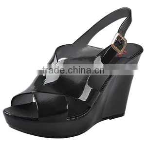 2014 Fashion Candy Color Sandals Transparent Jelly Shoes Fish Mouth Wedges Sandals thumbnail-3