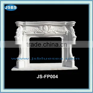 White Natural Marble Carved Interior Fireplace Mantel thumbnail-1